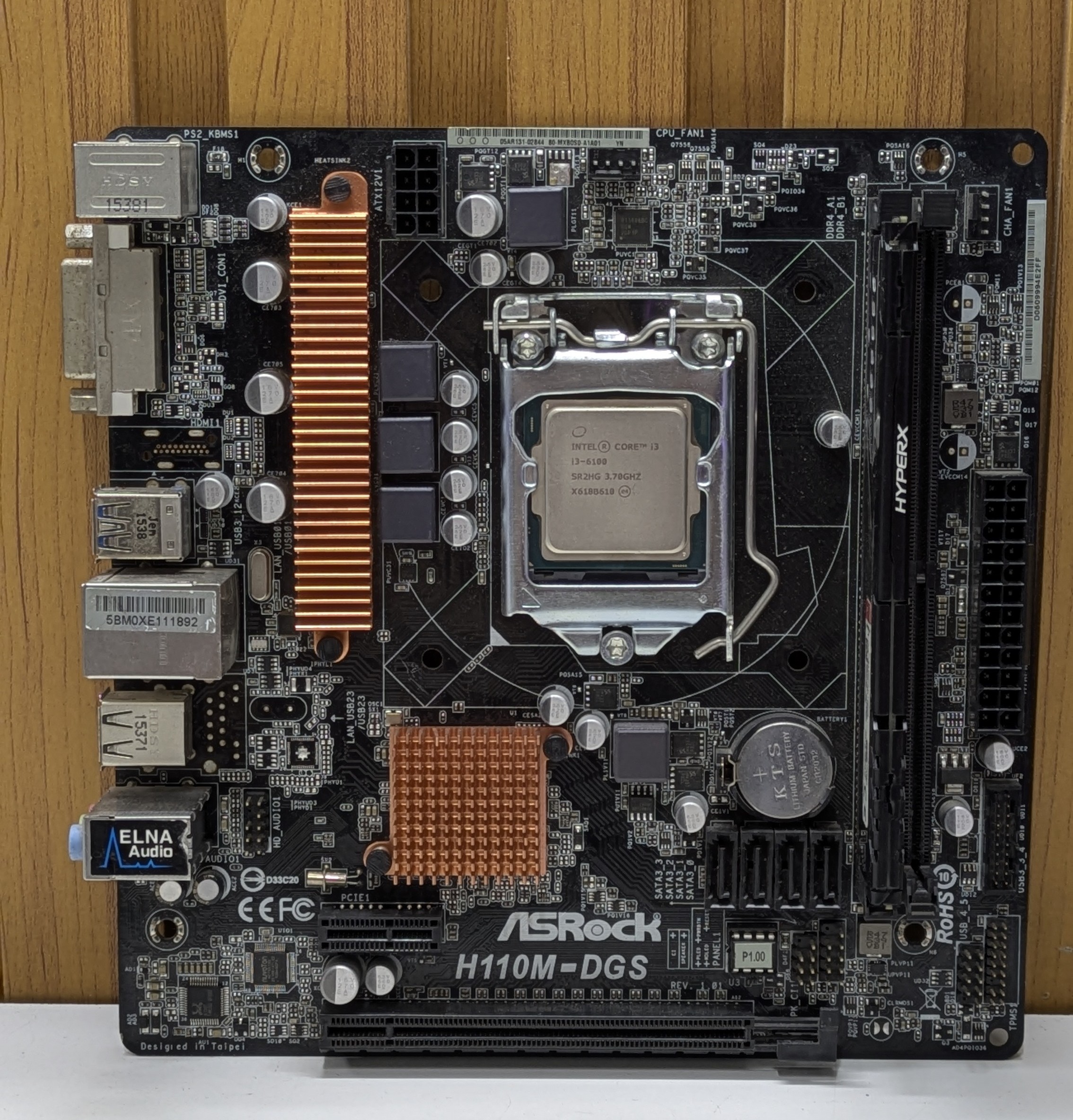 COMBO ASROCK H110M DGS + CORE I3 6100 + HYPERX DDR4 4GB (USADO)